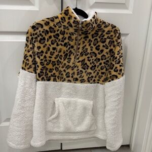 Amazon Leopard Print and White Cowl Neck Sweater